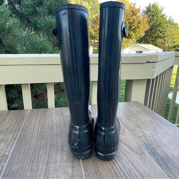 Hunter Tall Black Original Glass waterproof rain boots size M 6 W 7 - Picture 4 of 7